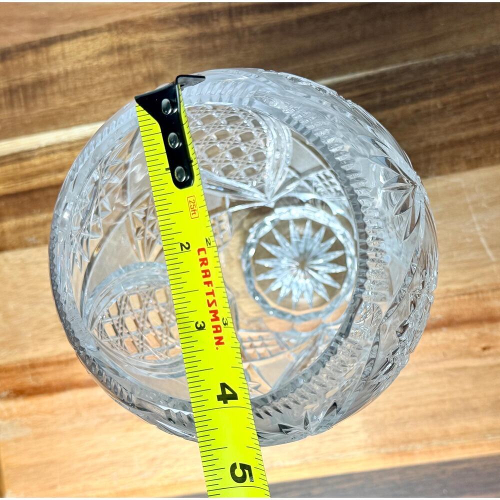 Vintage Hand Cut Crystal Vase, American Brilliant Hobstar Fan Pattern - Picture 16 of 16